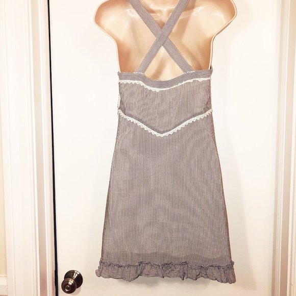 Rebecca Taylor Silk Appliqué Seersucker Sleeveless Dress Sz S Sundress - Picture 8 of 11